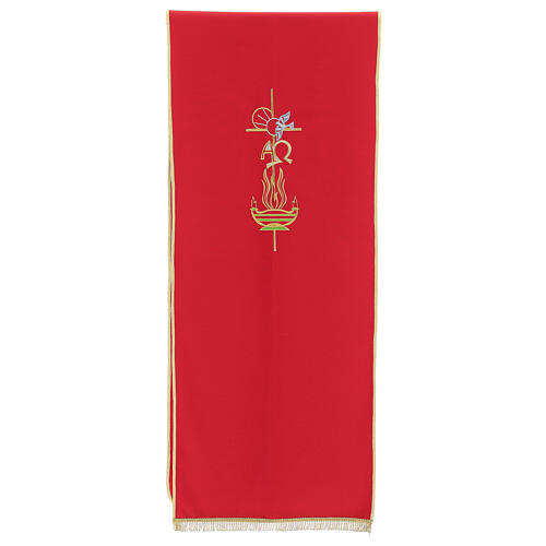 Lectern Cover in polyester, cross, Alpha Omega, flames 4