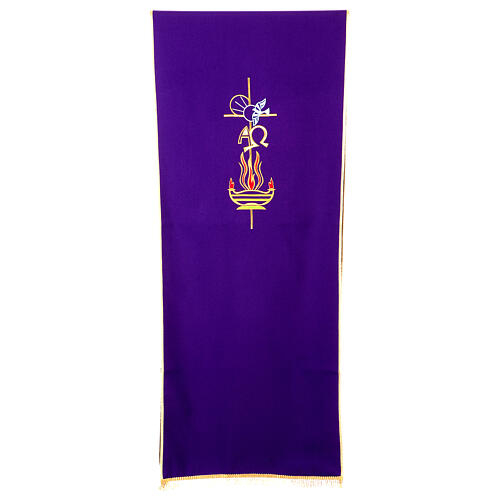 Lectern Cover in polyester, cross, Alpha Omega, flames 6