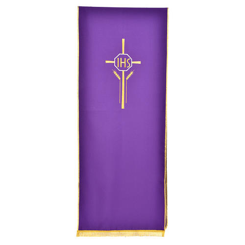 Lectern Cover in polyester with IHS, cross, ears of wheat 2