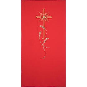 Pultbehang: Pultbehang goldenen Stickereien Weizenähren Kreuz und IHS