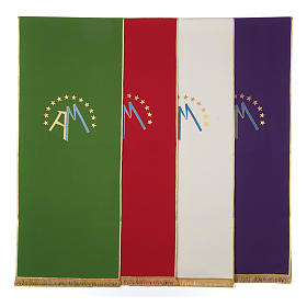 Lectern cover with twelve stars and the initials of Our Lady's name