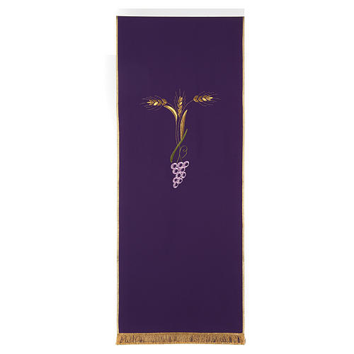 Lectern cover with three golden wheat ears and stylized grapes 7