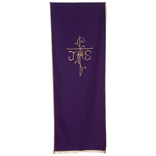Pulpit cover with cross and IHS embroidery, polyester 1