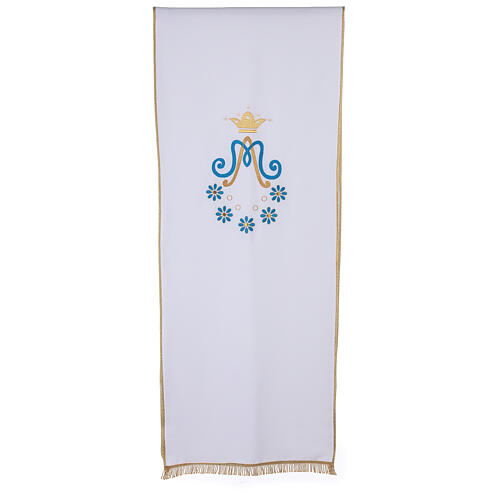 Véu ambão mariano tecido Vatican bordado margaridas 2