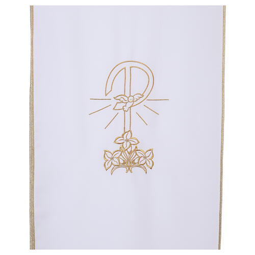 Lectern cover in Vatican fabric with Peace symbol, lily embroidery 3