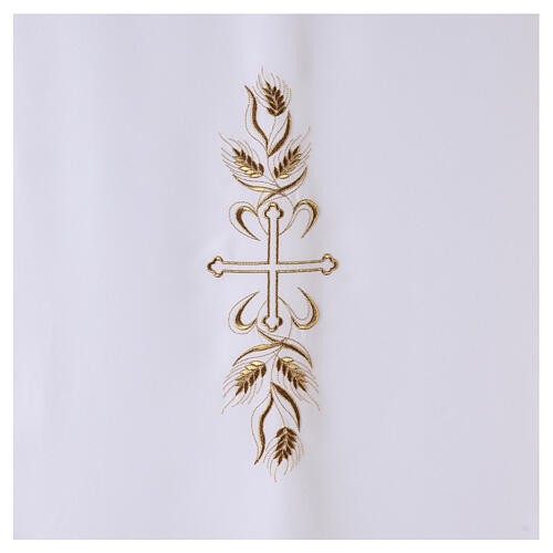 Véu para ambão tecido Vatican poliéster bordado cruz e trigo 2
