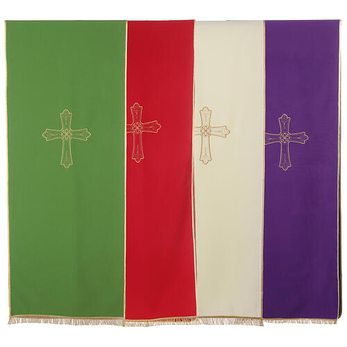 Paño de atril tejido Vatican poliéster bordado cruz flor 1