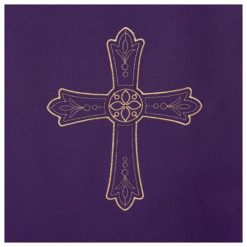 Voile lutrin tissu Vatican polyester broderie croix fleur 3