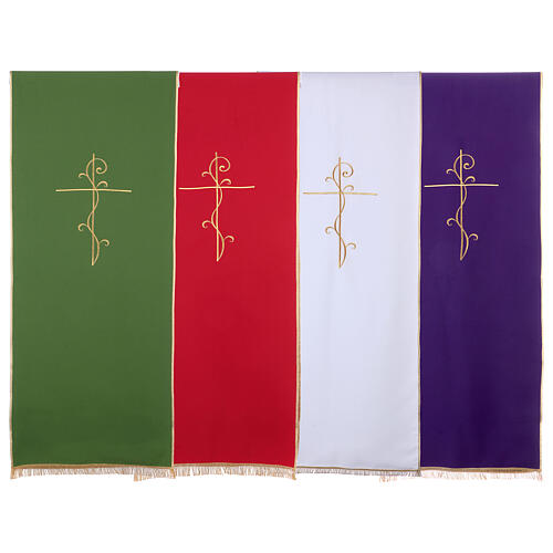 Voile lutrin tissu Vatican polyester broderie croix 1