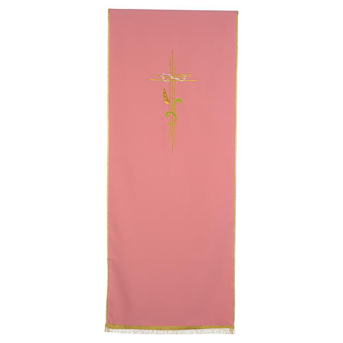 Pultbehang rosa stilisierten Kreuz und Weizenähre Polyester 1