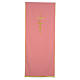 Pultbehang rosa stilisierten Kreuz und Weizenähre Polyester s1
