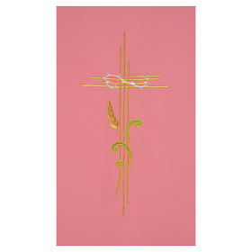 Coprileggio rosa 100% poliestere croce stilizzata e spiga intrecciata