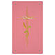 Welon na ambonę różowy 100% poliester krzyż stylizowany i kłos wpleciony s2
