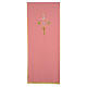 Pano ambão cor-de-rosa 100% poliéster cruz estilizada IHS Chi-Rho alfa ómega s1