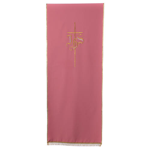 Pultbehang rosa Polyester IHS und Kreuz 1