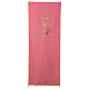 Pink lectern cover, 100% polyester, Chi-Rho, chalice, host and spike s1