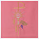 Pink lectern cover, 100% polyester, Chi-Rho, chalice, host and spike s2