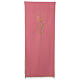 Pink lectern cover, 100% polyester, Chi-Rho, spike and vine leaves s1