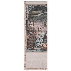Pultbehang aus Baumwolle und Lurex mit Christi Geburt auf elfenbeinfarbenem Hintergrund mit Goldfaden-Dekorationen
