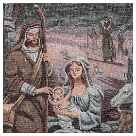 Pultbehang aus Baumwolle und Lurex mit Christi Geburt auf elfenbeinfarbenem Hintergrund mit Goldfaden-Dekorationen