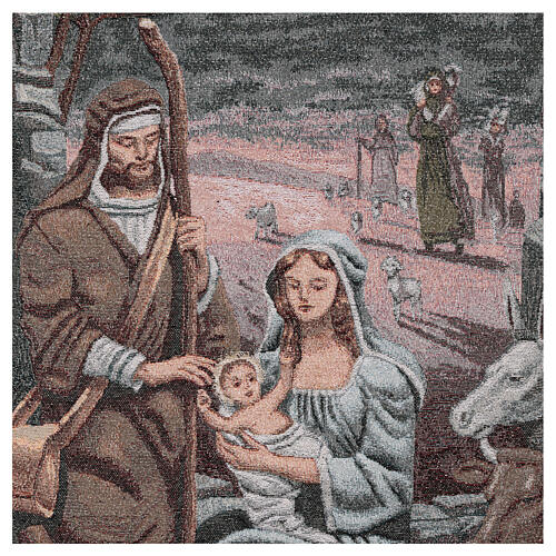 Pultbehang aus Baumwolle und Lurex mit Christi Geburt auf elfenbeinfarbenem Hintergrund mit Goldfaden-Dekorationen 2