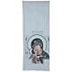 Virgin of Tenderness pulpit cover on light blue fabric s3