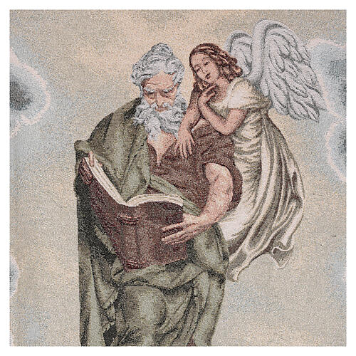 Pulpit cover Evangelist St Matthew with angel on ivory fabric 2