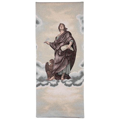 Ivory white lectern cover Evangelist St John, lurex 1