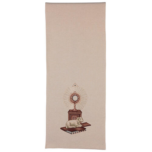 Ivory lectern cover, Angels in adoration with monstrance and lamb 3