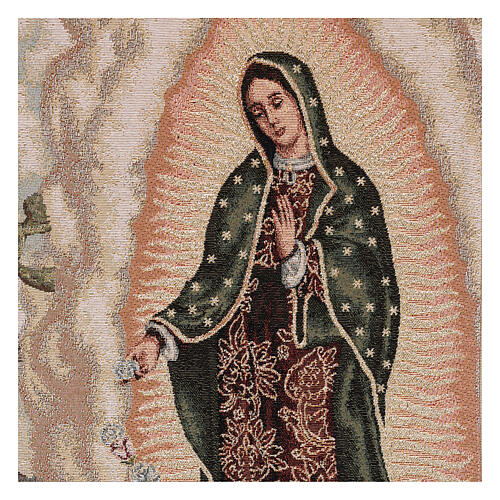 Pultbehang aus Lurex mit Juan Diego und Madonna von Guadalupe auf elfenbeinfarbenem Hintergrund 2