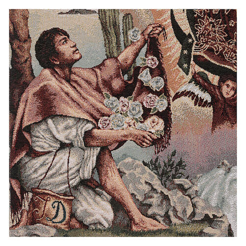 Pultbehang aus Lurex mit Juan Diego und Madonna von Guadalupe auf elfenbeinfarbenem Hintergrund 3