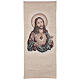 Pultbehang mit besticktem Heiligstem Herz Jesu auf elfenbeinfarbenem Hintergrund mit Goldfaden s1
