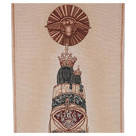 Pultbehang mit bestickter Muttergottes von Loreto auf elfenbeinfarbenem Stoff