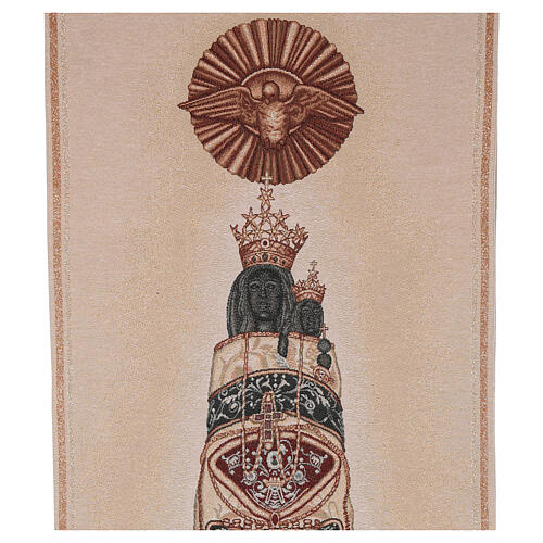 Pultbehang mit bestickter Muttergottes von Loreto auf elfenbeinfarbenem Stoff 2
