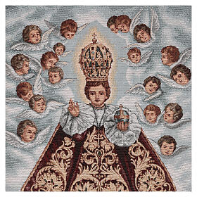 Lectern cover of Infant of Prague with angels, light blue background