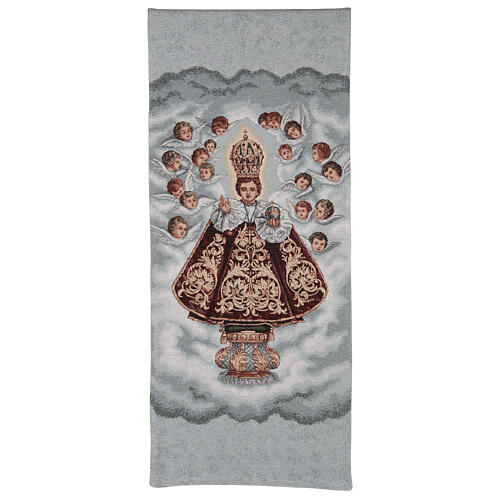 Lectern cover of Infant of Prague with angels, light blue background 1