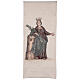 Pultbehang aus Baumwolle und Lurex mit Stickerei der heiligen Barbara auf elfenbeinfarbenem Hintergrund s1