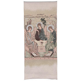 Pano de ambão Trindade de Rublev bordado tecido cor de marfim