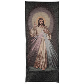 Pultbehang mit barmherzigem Jesus auf hellblauem Stoff