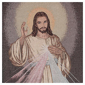 Pultbehang mit barmherzigem Jesus auf hellblauem Stoff