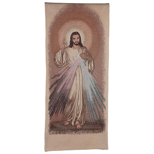 Pultbehang mit barmherzigem Jesus auf elfenbeinfarbenem Stoff 1