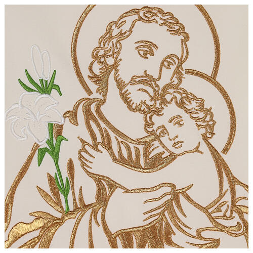 Ambotuch mit Stickerei von Sankt Joseph in liturgischen Farben, 100% Polyester 2