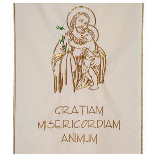 Ambotuch mit Stickerei von Sankt Joseph in liturgischen Farben, 100% Polyester 3