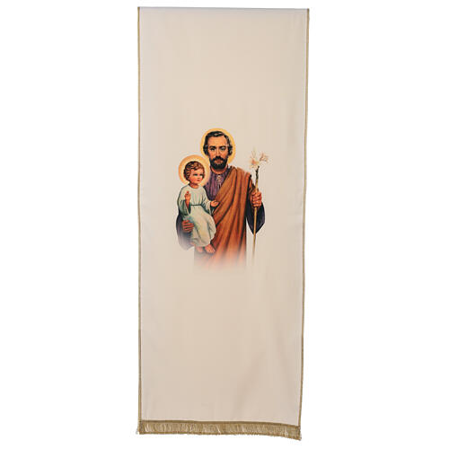 Saint Joseph lectern cover, 100% polyester, ivory, direct printing 1