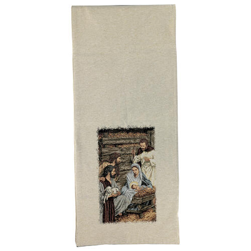 Ivory lectern cover with Nativity Scene 225x50 cm 3