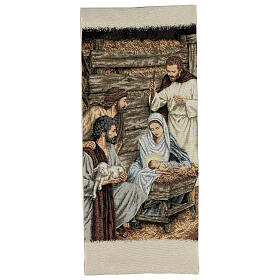 Pulpit cover with Nativity ivory background 225x50 cm