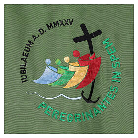 Nakrycie na lektorium ambonkę, zielone, haftowane oficjalne logo Jubileusz 2025
