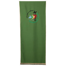Green lectern cover with official Jubilee 2025 embroidered logo