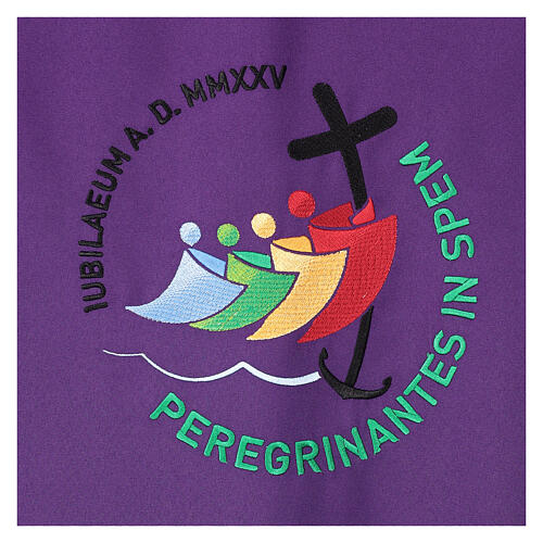 Paño de atril logotipo oficial Jubileo 2025 violeta bordado 2