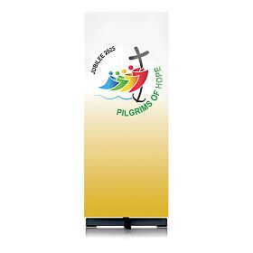 Slabbinck lectern cover with Jubilee 2025 English logo, decorated fabric, 70x18 in